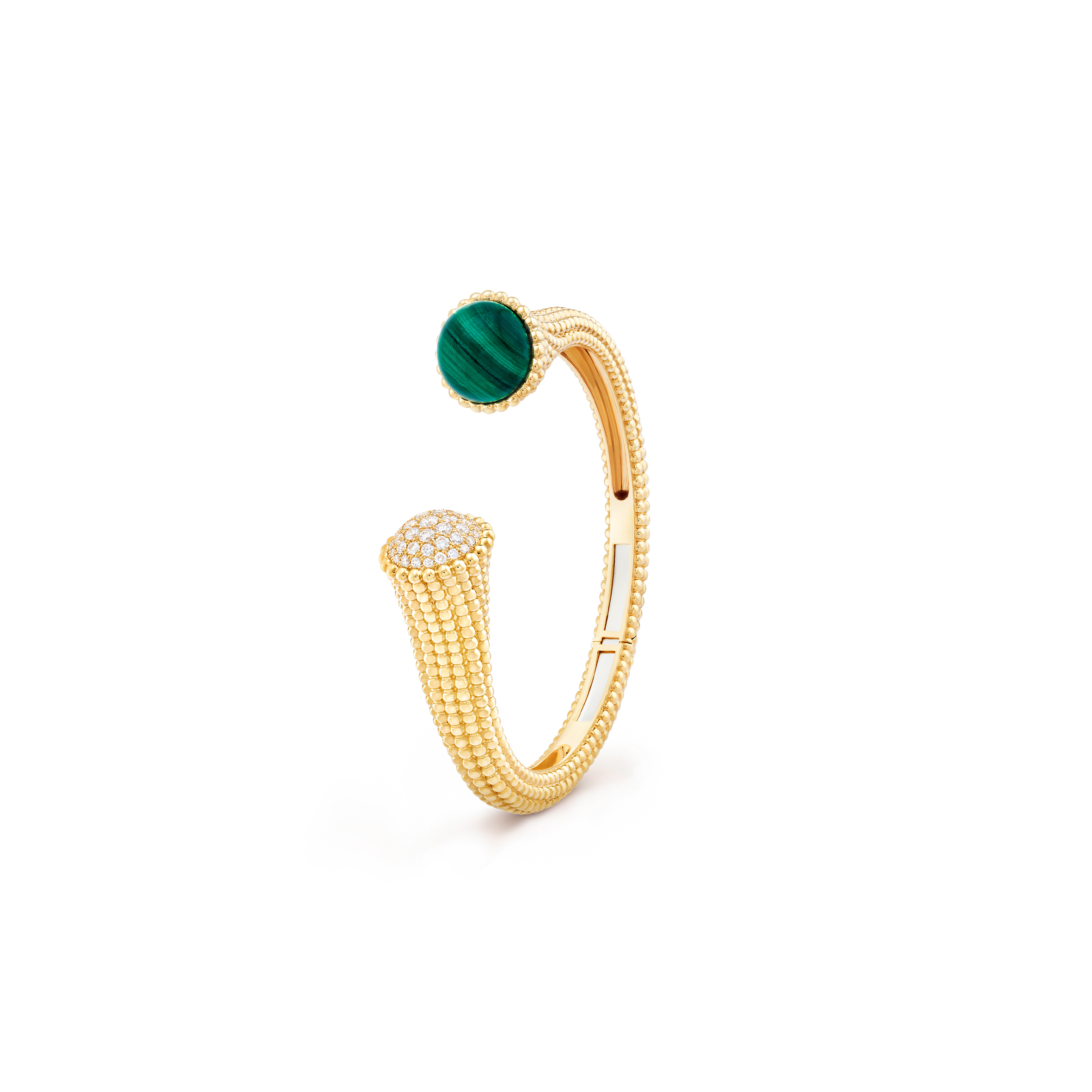 VAN CLEEF ARPELS PERLÉE COULEURS BRACELET, SMALL MODEL - YELLOW GOLD, DIAMOND, MALACHITE  VCARP27100